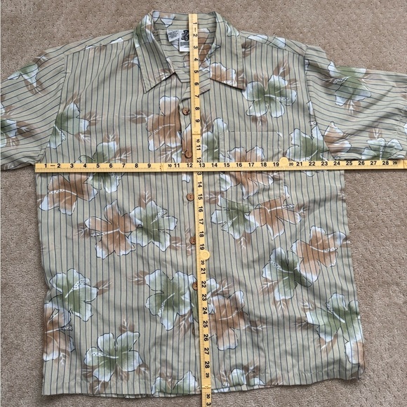 KENNINGTON Men’s Tan Floral Button Up Hawaiian Tropical Shirt-Size Large - Picture 4 of 7